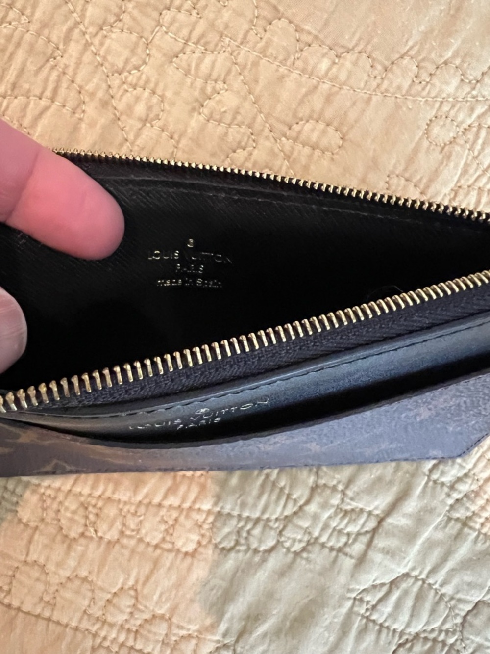 Authentic Louis Vuitton Monogram and Black Leather slim purse/wallet/card holder - Picture 5 of 6